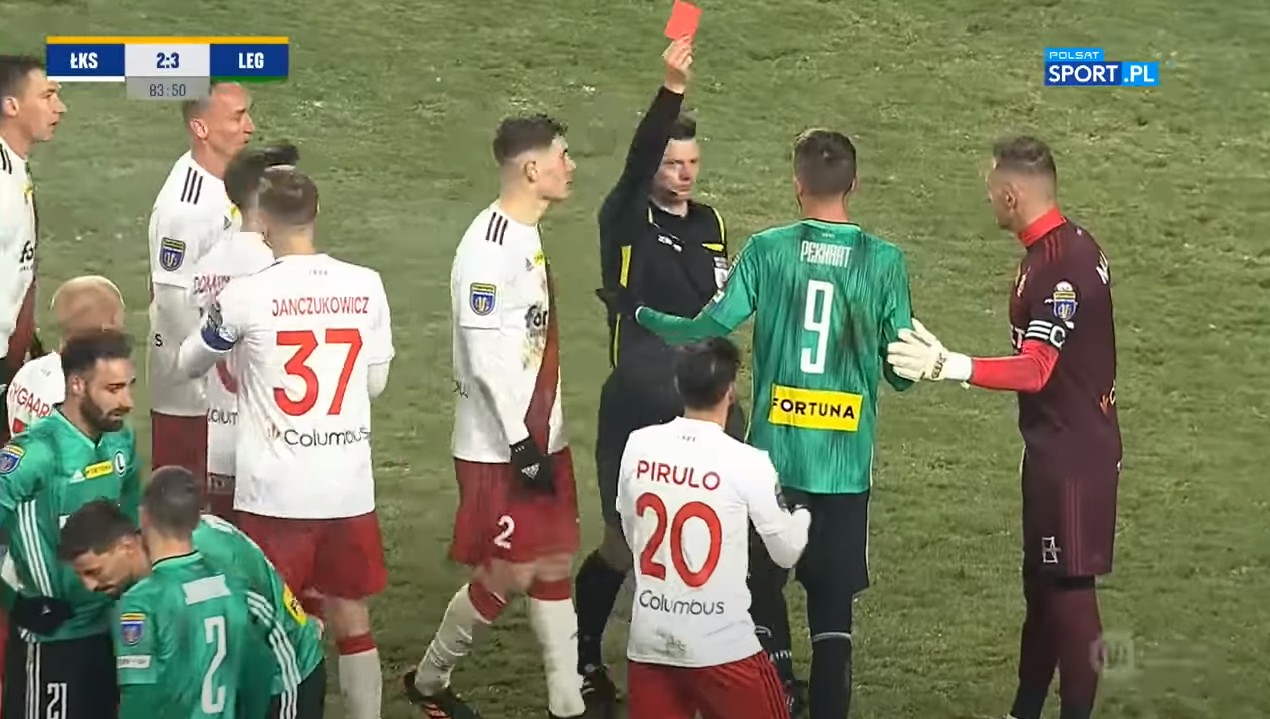 5 goli i 2 czerwone kartki w meczu Legia Warszawa - ŁKS Łódź