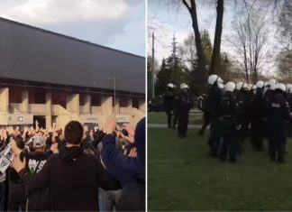 Policja przerywa świętowanie 50-lecia klubu GKS Tychy i przepędza kibiców [WIDEO]