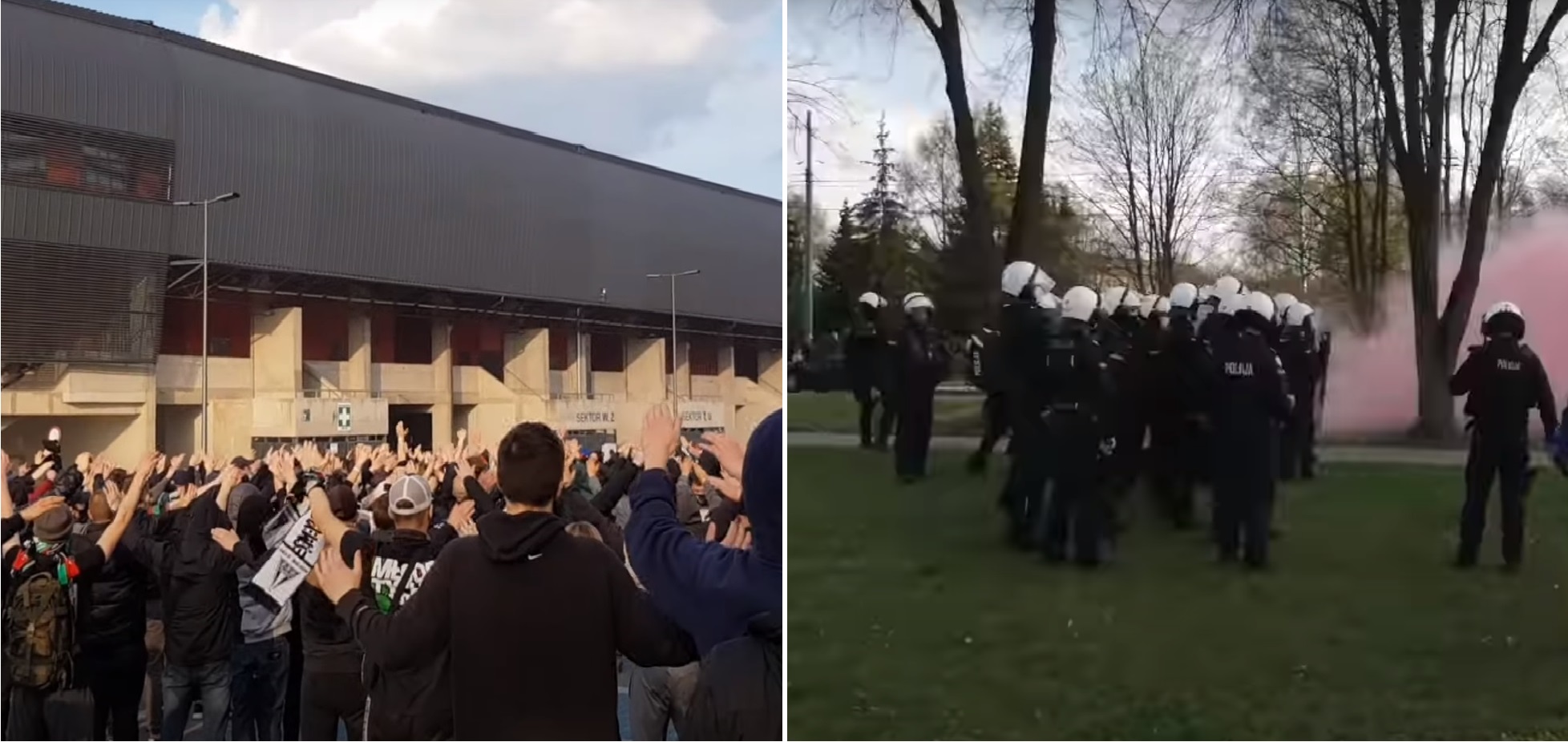 Policja przerywa świętowanie 50-lecia klubu GKS Tychy i przepędza kibiców [WIDEO]