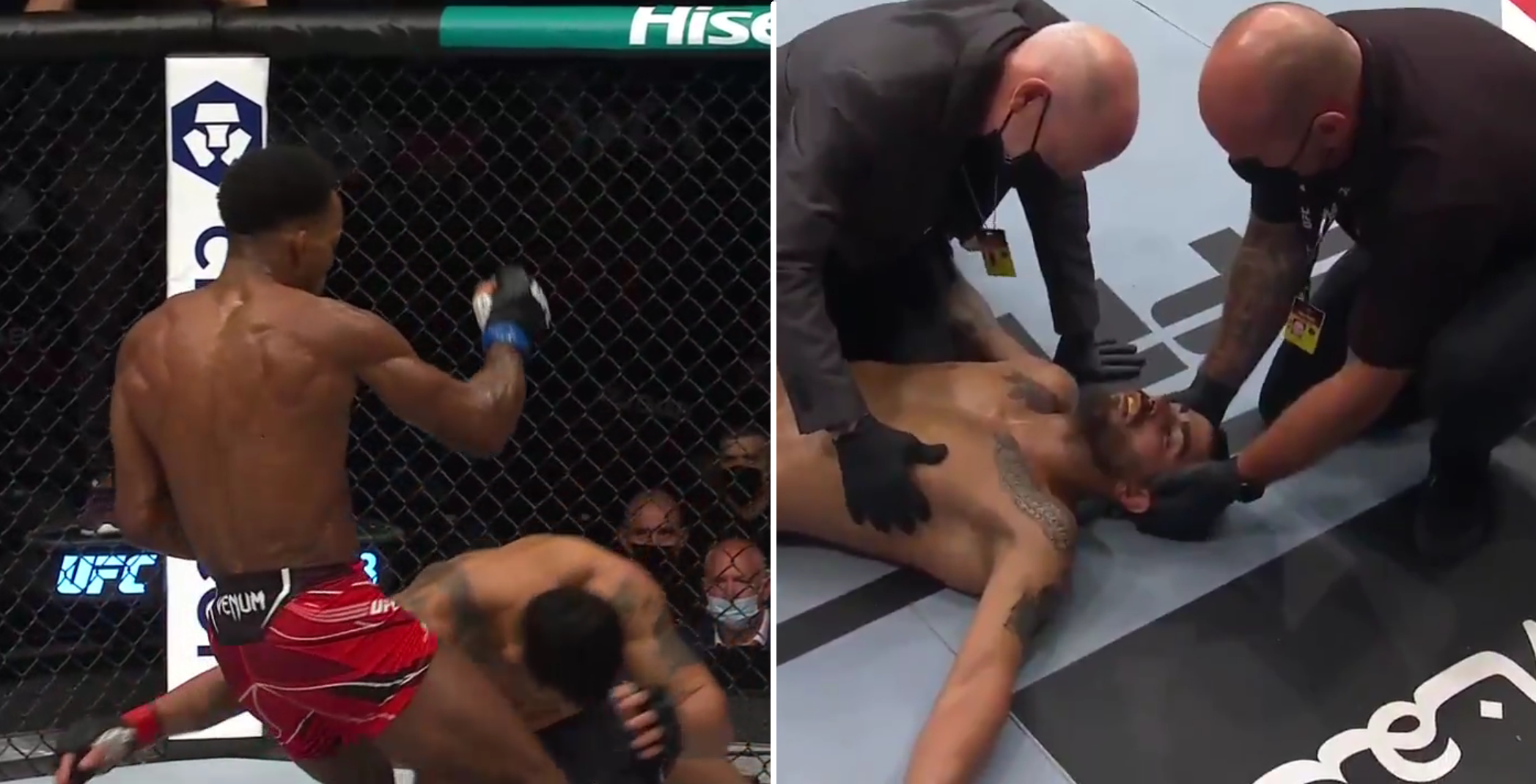 (VIDEO) Ciężki nokaut na gali UFC 264! Padł nieprzytomny po potężnym uderzeniu kolanem!