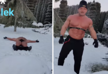 (VIDEO) Szalony trening Pudzianowskiego przy temperaturze - 17 stopni! "Przy takiej pogodzie nie ma nic lepszego, jak rzucić się na śnieg"