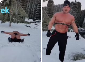 (VIDEO) Szalony trening Pudzianowskiego przy temperaturze - 17 stopni! "Przy takiej pogodzie nie ma nic lepszego, jak rzucić się na śnieg"